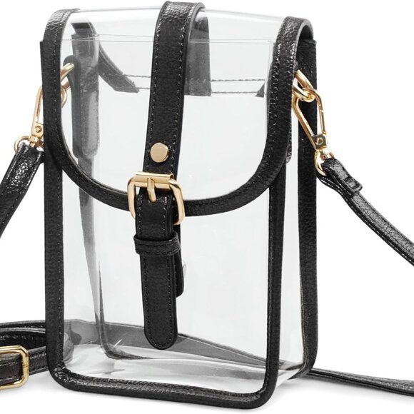 Clear PVC Saddle Crossbody Bag Womens Transparent Small Purse Chain Shoulder - Picture 1 of 5
